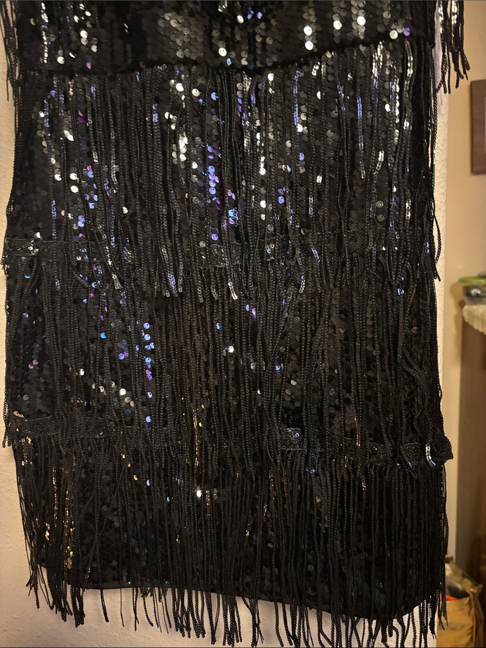 Black Sequin Fringe Party Dress Size M - Picture 4 of 5